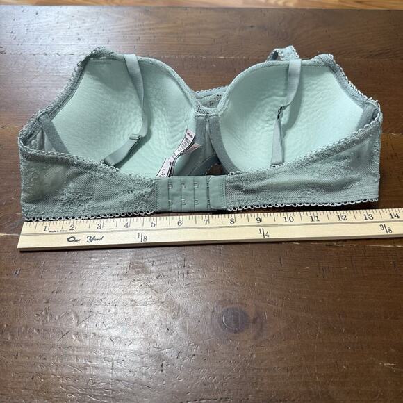 VICTORIAS SECRET DREAM ANGELS SIZE 36 D GREEN HIGH NECK LACE CUTOUT LINED DEMI - Picture 9 of 9